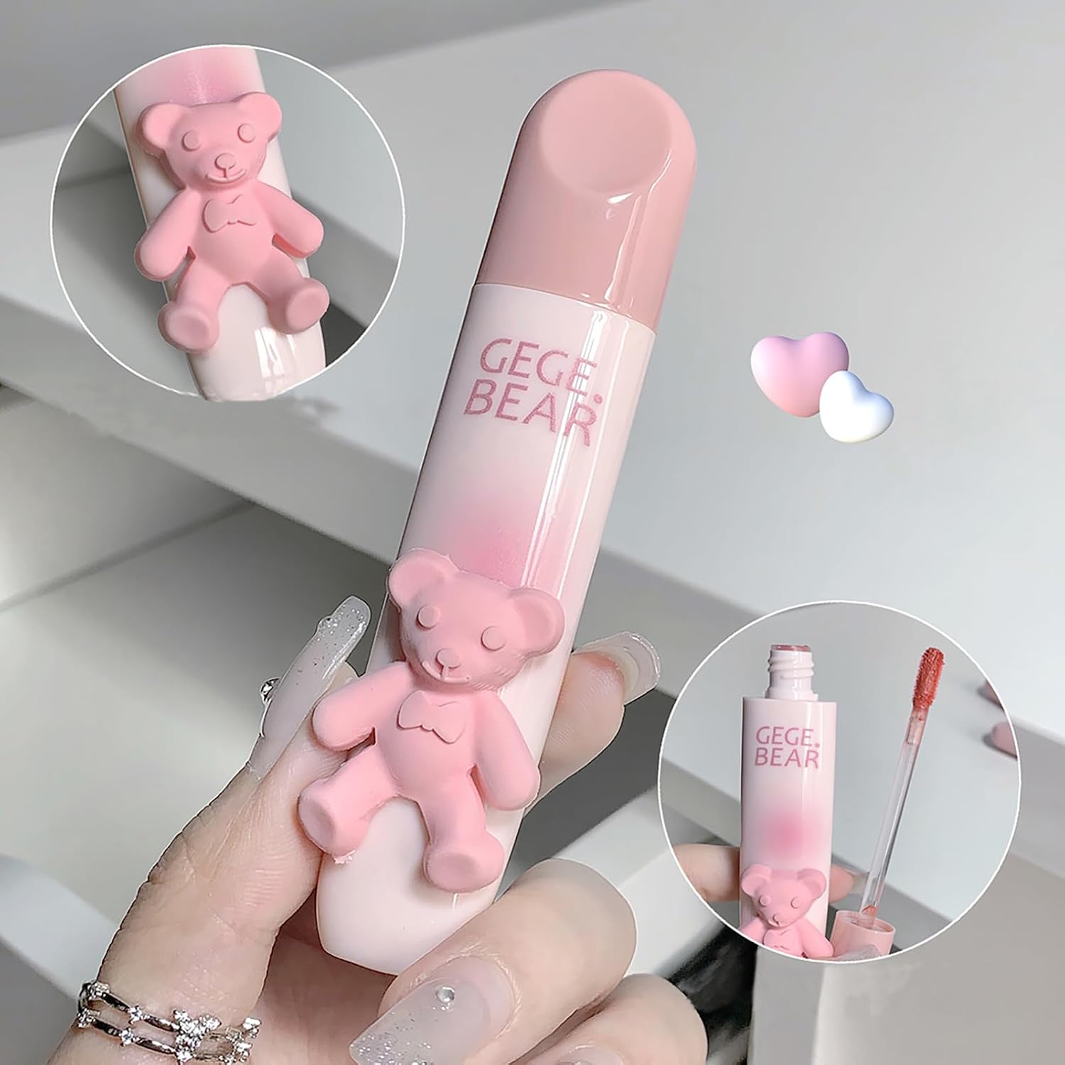 Kawaii 3D Bear Matte Lip Clay, Airy Soft Velvet Lipstick, Long Lasting Lip Gloss, Random Mixed Shades Clearance Stock