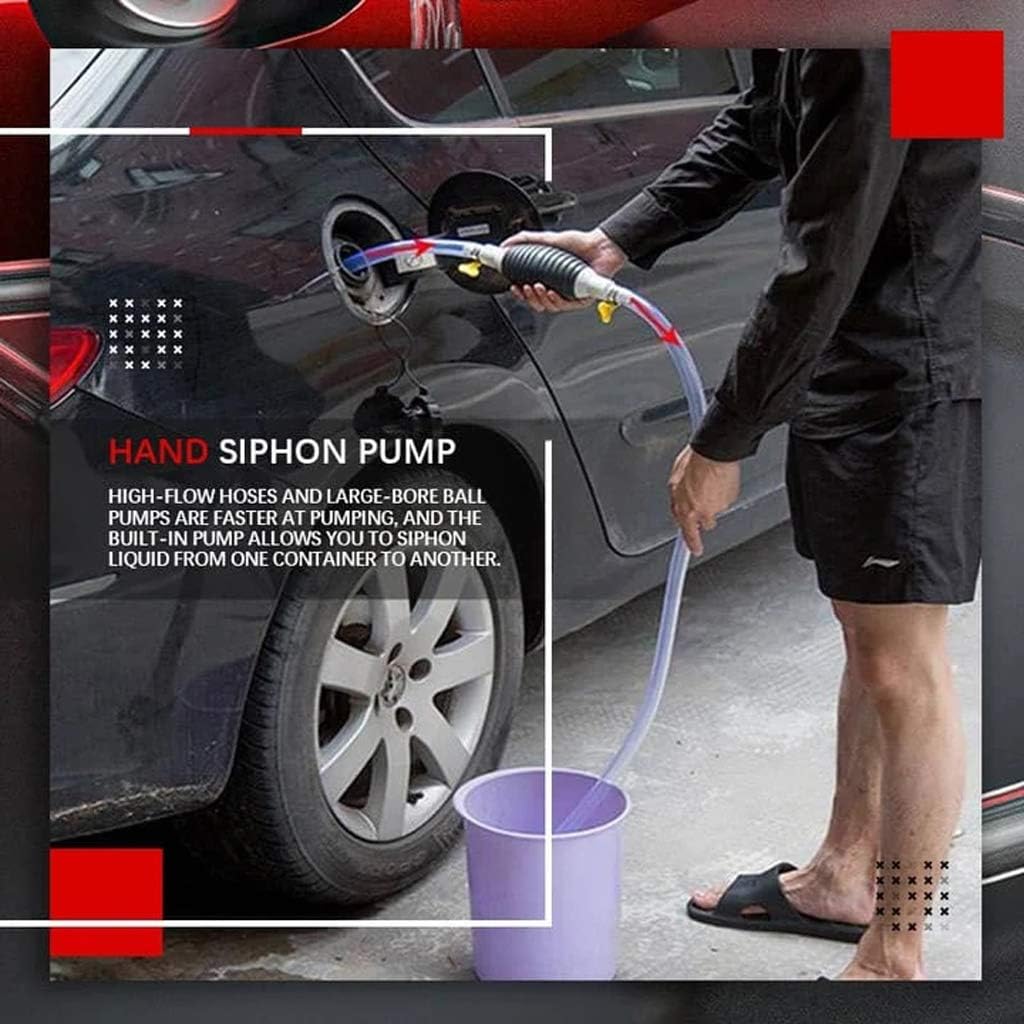 Manual Fuel Transfer Siphon Pump Clearance, Large Flow Hand Oil Extractor Hose with Check Valve, Portable Gas Diesel Water Liquid Suction Pump for Car Motorcycle