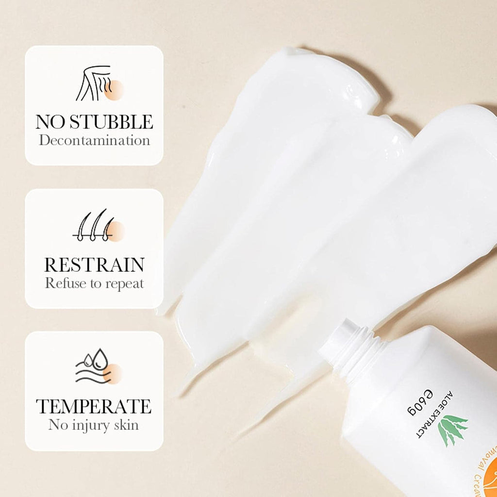 Aloe Vera Gentle Hair Removal Cream, Painless Body Depilatory Lotion, Underarm & Leg Hair Remover Clearance Stock