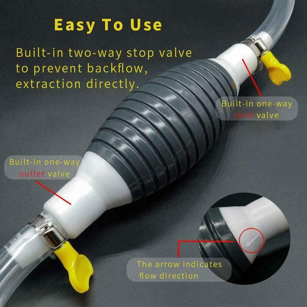Manual Fuel Transfer Siphon Pump Clearance, Large Flow Hand Oil Extractor Hose with Check Valve, Portable Gas Diesel Water Liquid Suction Pump for Car Motorcycle