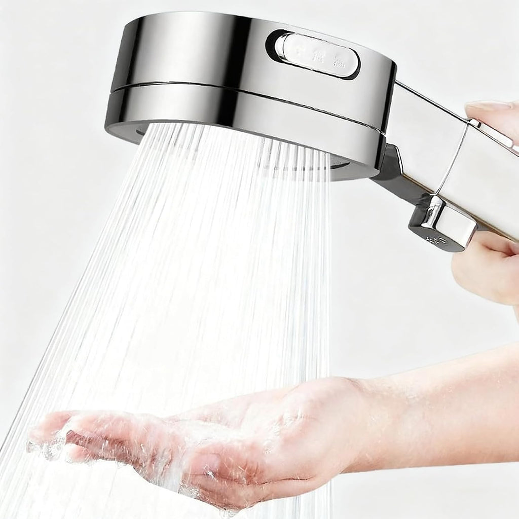 6464Pcs Clearance Cyclone Pressurized Shower Head, Turbo Water Saving Handheld Shower with One-Click Stop Button, 3-Speed High Pressure Transparent Bathroom Nozzle