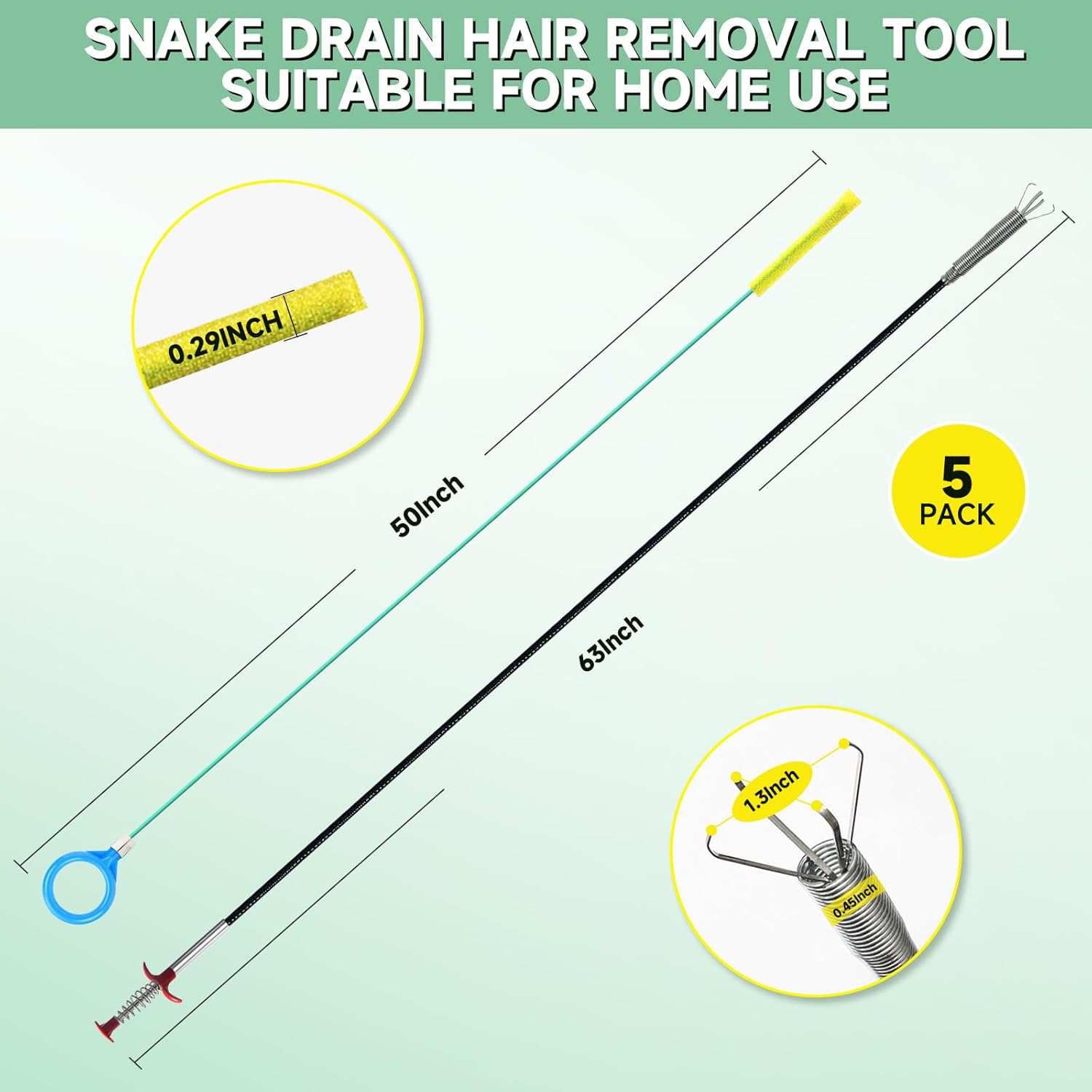 Drain Auger Pipe Cleaner Tool Set Clearance, Flexible Sink Drain Clog Remover Cable, Multi-Size Plumbing Drain Snake for Bathroom Kitchen Toilet Bathtub Sewer Clogged Pipe