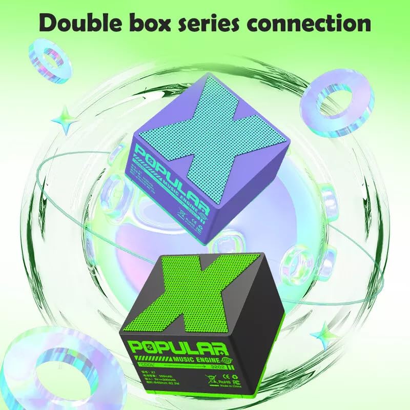 Mini Cube Wireless Bluetooth Speaker Clearance, Portable Small Stereo Speaker 500mAh Rechargeable, Heavy Bass Metal Mini Speaker for Desktop Bedroom Travel Gift