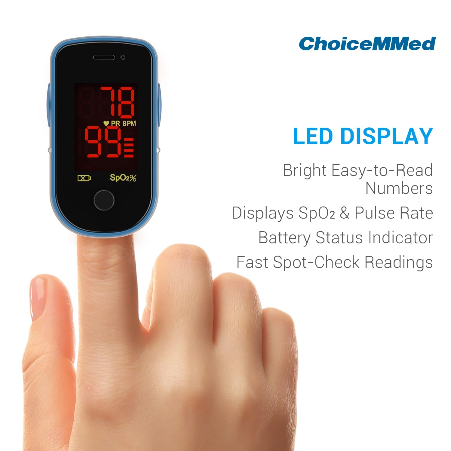 LGM-BP-10M Digital Fingertip Pulse Oximeter With Clear LED Screen, Household Blood Oxygen Tracker Single Lot Clearance