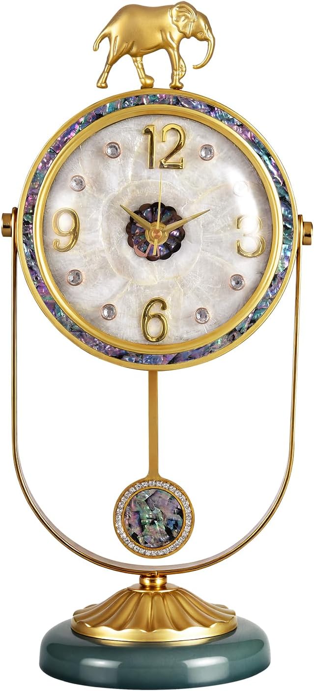 Bulk Clearance Luxury Table Clocks Wholesale | Golden Elephant Decor Desk Clock & European Roman Numeral Pillar Pendulum Clock, Limited Stock Bundle Liquidation