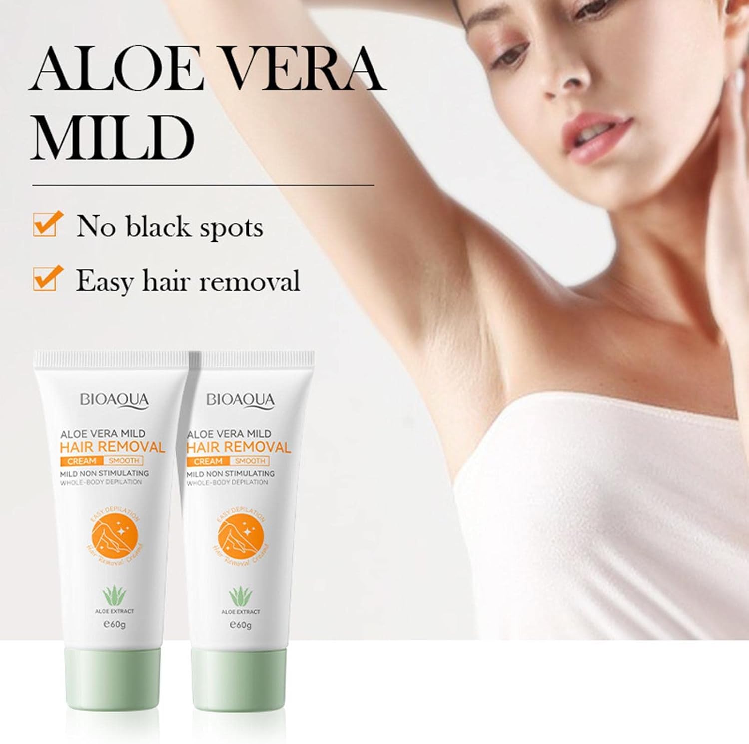 Aloe Vera Gentle Hair Removal Cream, Painless Body Depilatory Lotion, Underarm & Leg Hair Remover Clearance Stock