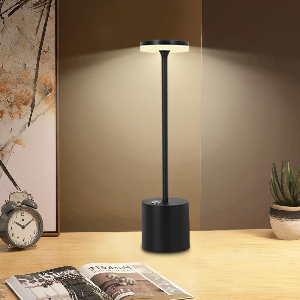 Cordless Tall LED Table Lamp Clearance, Touch Dimmable Rechargeable Metal Desk Night Light, Multi Colors Available for Bar Bedroom Restaurant