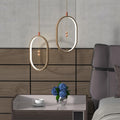 Modern Geometric LED Pendant Lights Clearance, Multi Shape Circle Square Oval Minimalist Hanging Lamp, Black White Frame Red Wire Decor Chandelier for Bedroom Dining Kitchen Cafe