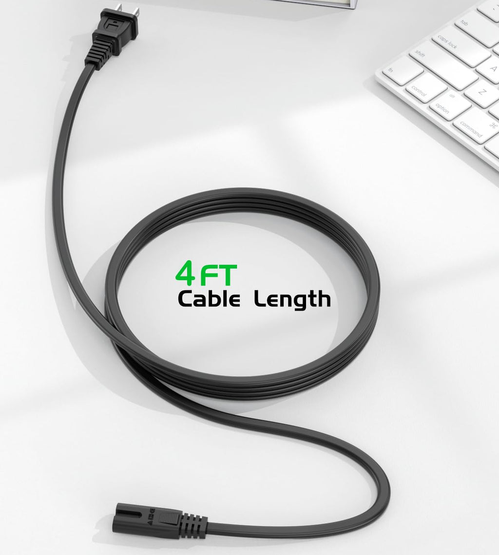 Clearance 2 Prong AC Power Cord, NEMA 1-15P / Chinese 2 Pin Plug to C7 Figure 8 Cable, Universal Replacement Power Supply Cord for Laptop TV Monitor Printer Game Console