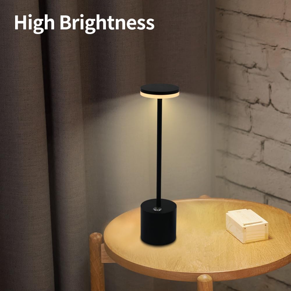 Cordless Tall LED Table Lamp Clearance, Touch Dimmable Rechargeable Metal Desk Night Light, Multi Colors Available for Bar Bedroom Restaurant