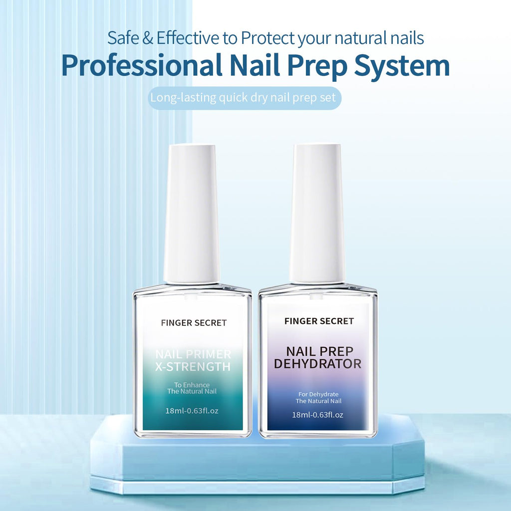Clearance Finger Secret X-Strength Nail Prep Dehydrator + Primer 18ml, Salon Grade Nail Bonder, Mild Formula Boost Adhesion, Prevent Lifting for Gel & Acrylic Manicure