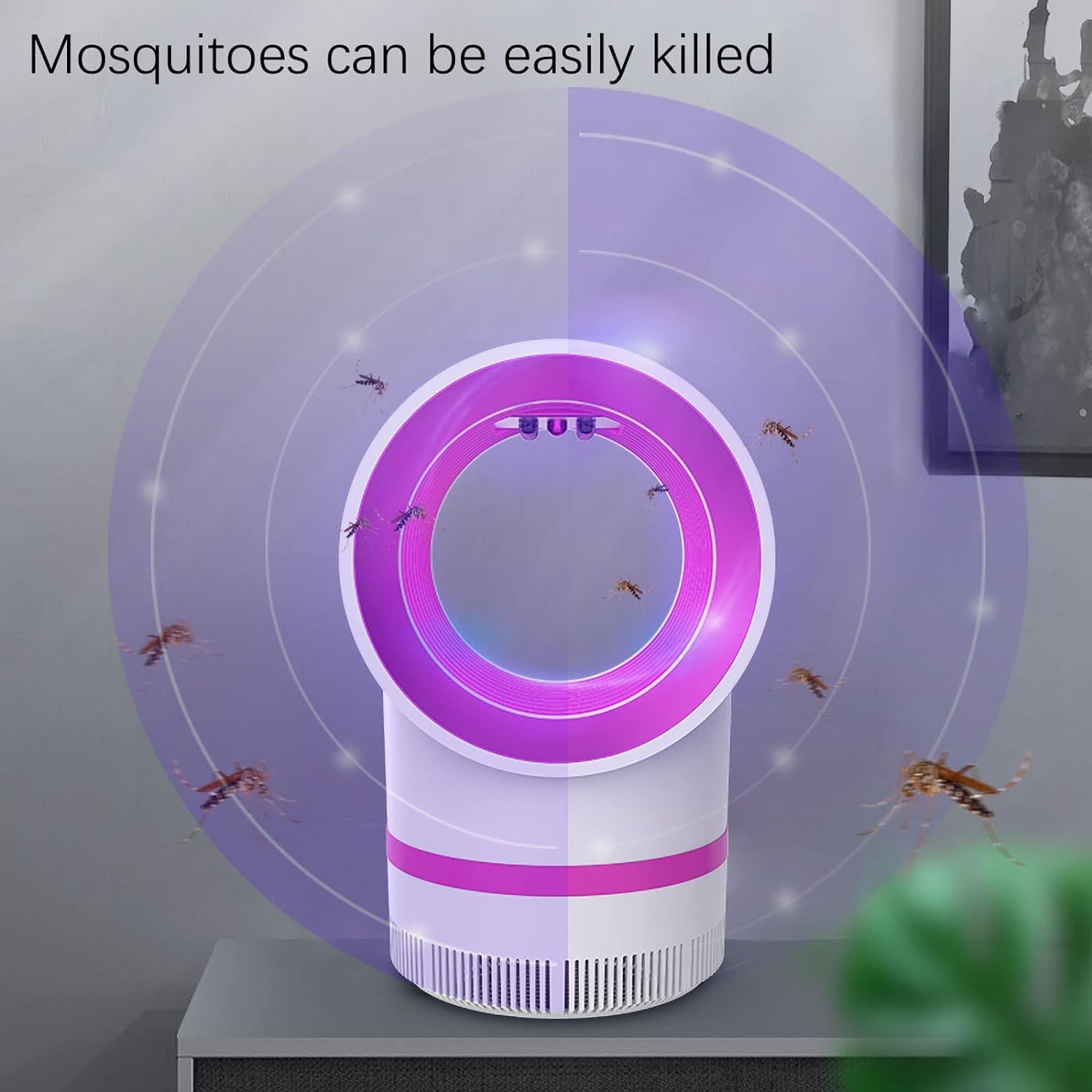 USB Photocatalytic Mosquito Killer Lamp, 3D Bionic 360° Trapping Insect Trap, Odorless Non-Toxic Mosquito Zapper for Bedroom Living Room Kitchen, White