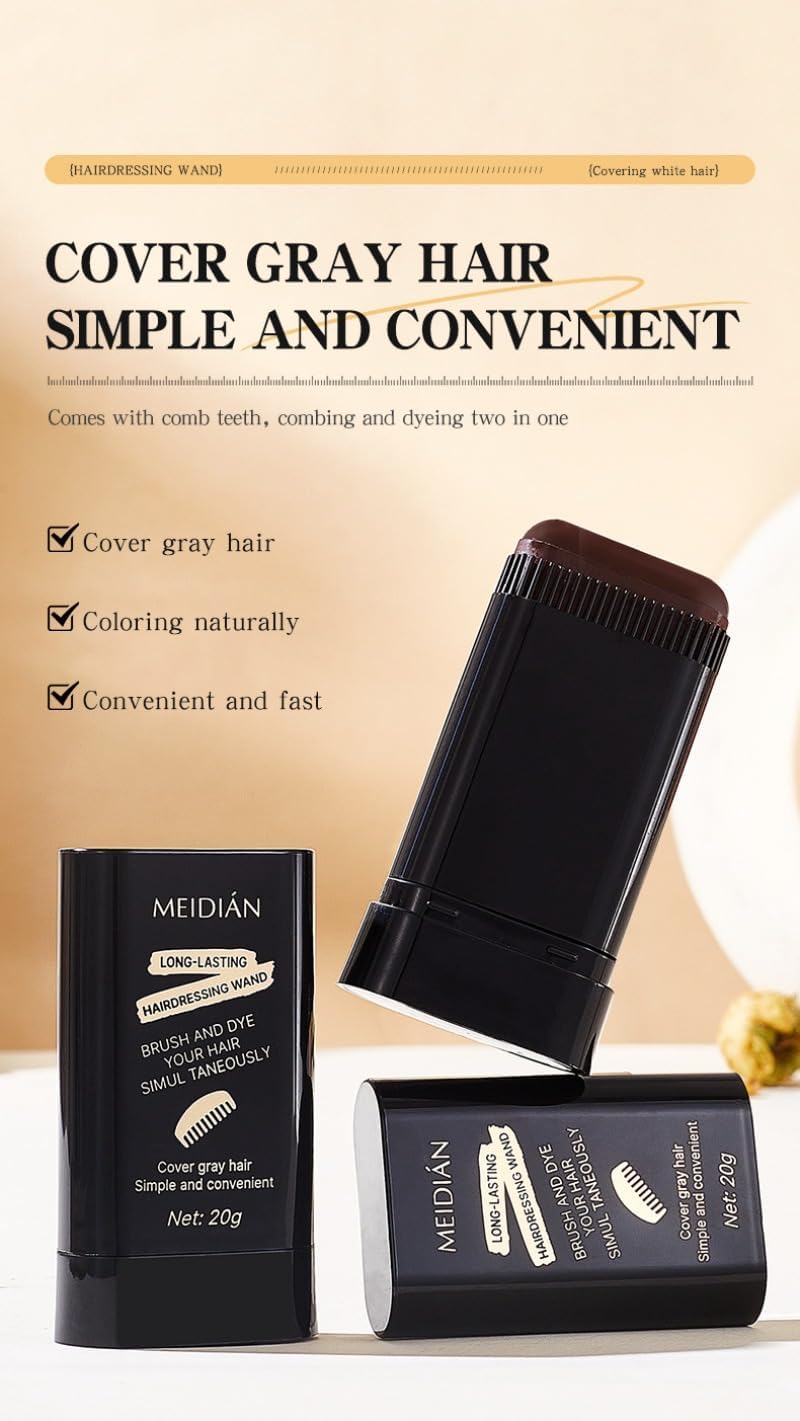 One-Time Hair Dye Stick Clearance, Coffee Color Root Touch-Up Hair Dressing Wand, Quick Cover Gray Hair Temporary Hair Color 20g
