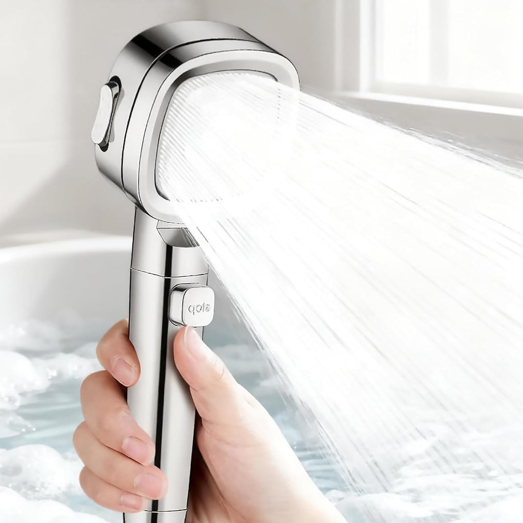 6464Pcs Clearance Cyclone Pressurized Shower Head, Turbo Water Saving Handheld Shower with One-Click Stop Button, 3-Speed High Pressure Transparent Bathroom Nozzle