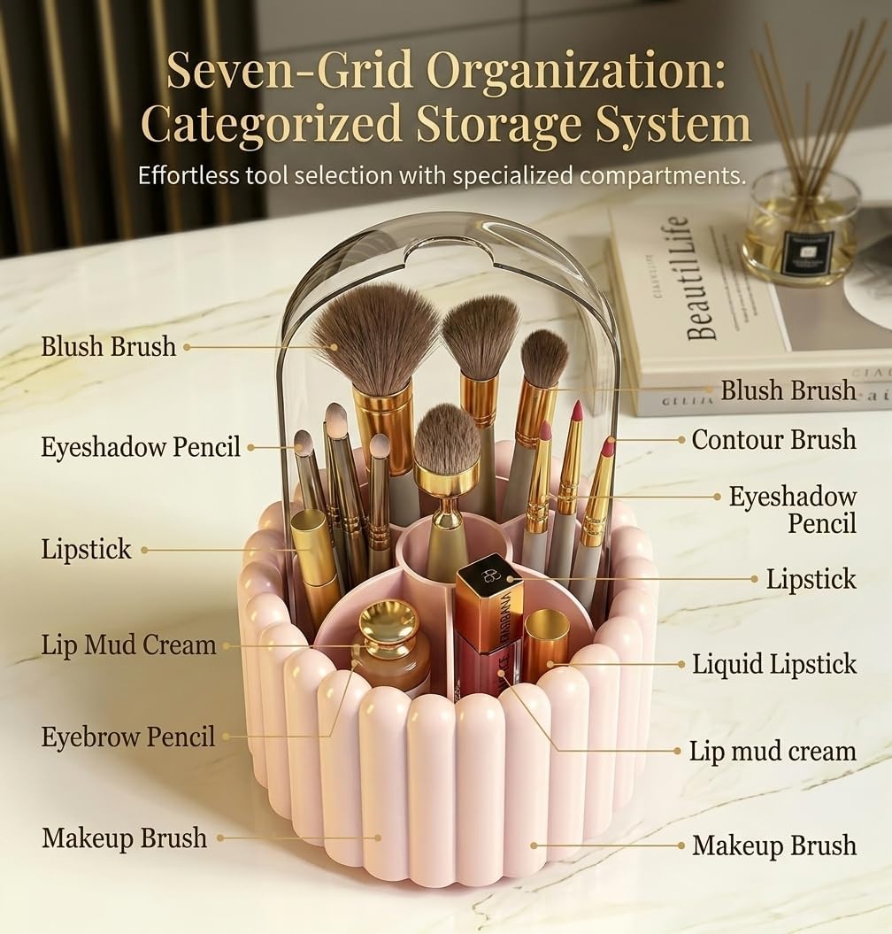 Clearance Rotatable Dustproof Makeup Brush Holder, 397Pcs Wholesale Multi Colors Mix Desktop Cosmetic Brush Storage Organizer