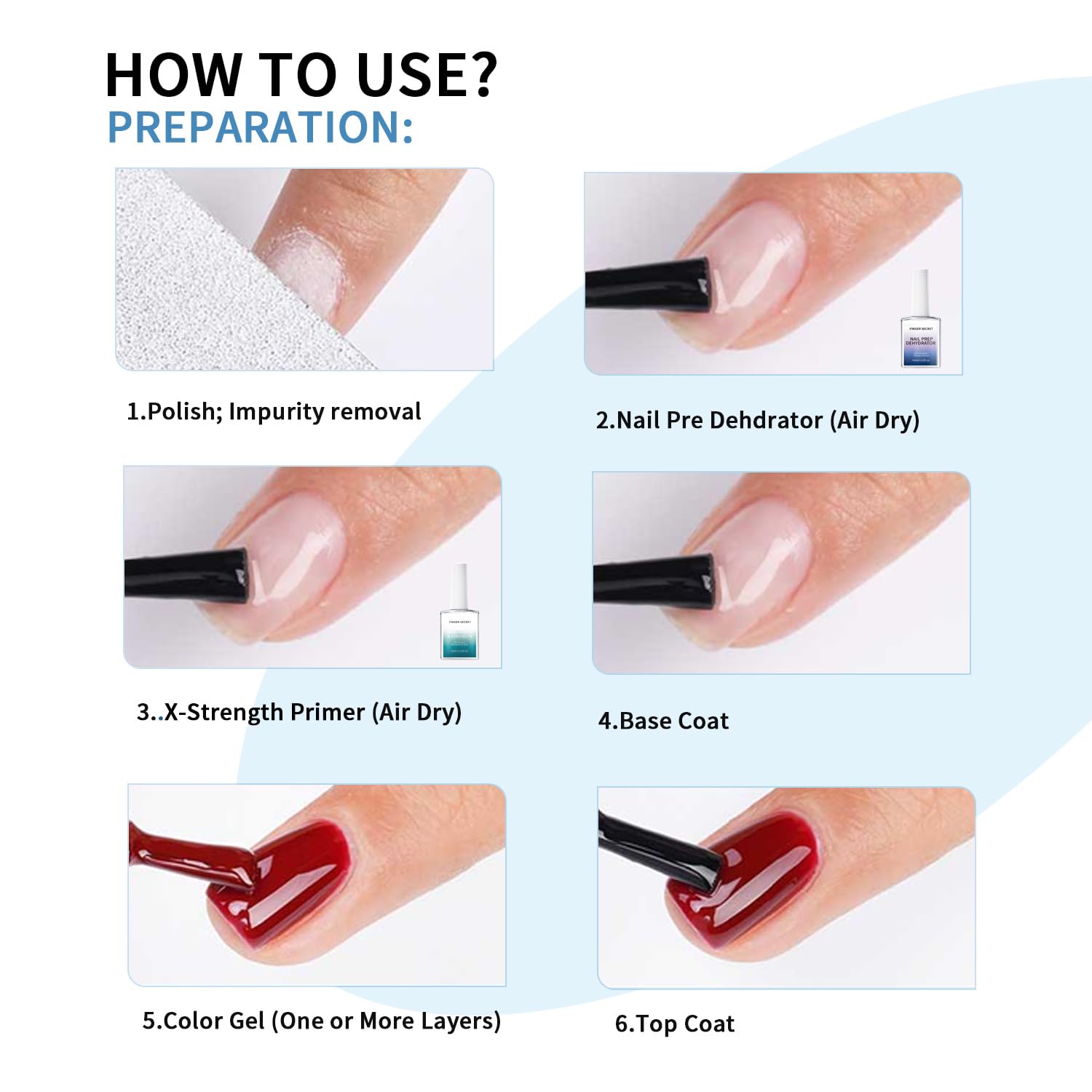Clearance Finger Secret X-Strength Nail Prep Dehydrator + Primer 18ml, Salon Grade Nail Bonder, Mild Formula Boost Adhesion, Prevent Lifting for Gel & Acrylic Manicure