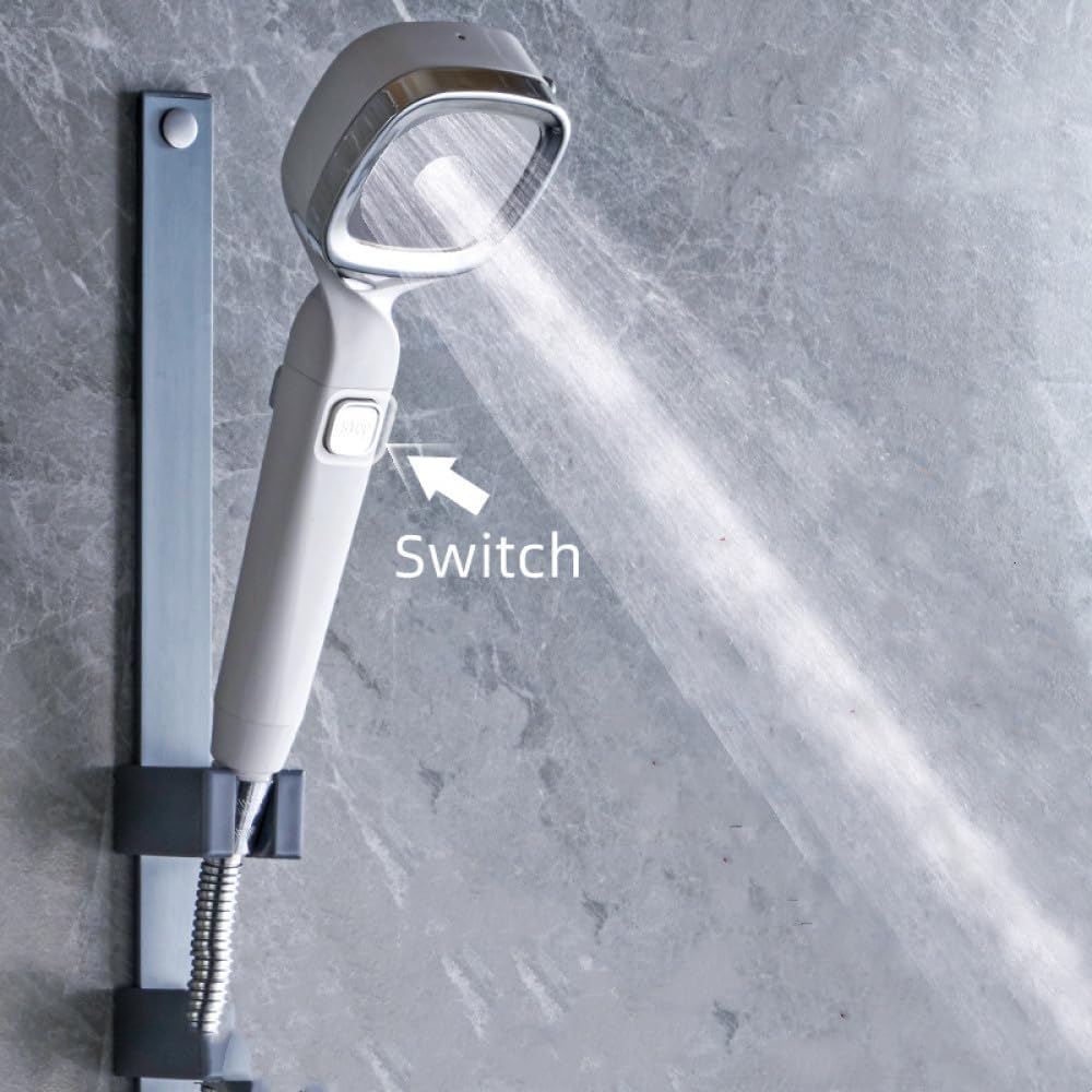 13752Pcs Clearance Mixed Color High Pressure Handheld Shower Head, 3 Spray Modes with One-Click Water Stop Button, Turbo Pressurized Water Saving Bathroom Shower Nozzle