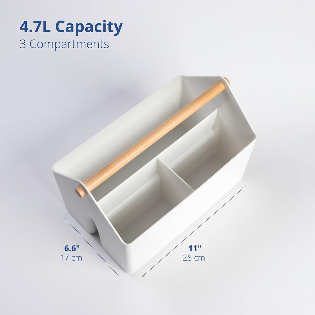 Clearance Wooden Handle Multi-Compartment Desktop Storage Organizer, 286Pcs Wholesale White Office File Cosmetic Storage Box