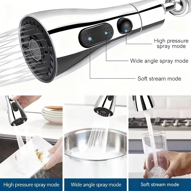 Surplus 105 Units Chrome Plated Sink Faucet Extension Sprayer 3 Water Flow Modes Wholesale Liquidation