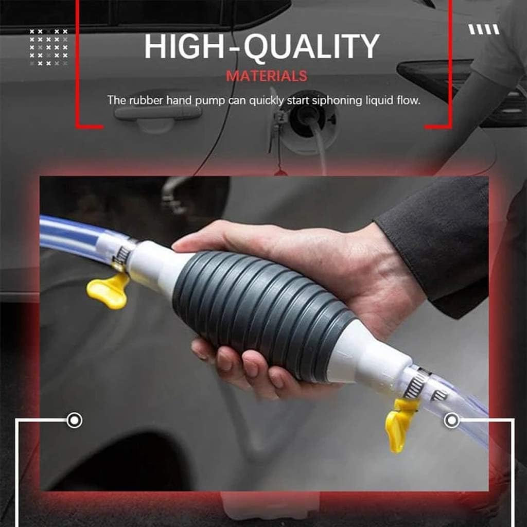Manual Fuel Transfer Siphon Pump Clearance, Large Flow Hand Oil Extractor Hose with Check Valve, Portable Gas Diesel Water Liquid Suction Pump for Car Motorcycle