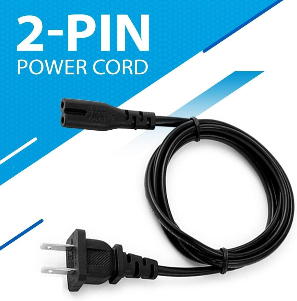 Clearance 2 Prong AC Power Cord, NEMA 1-15P / Chinese 2 Pin Plug to C7 Figure 8 Cable, Universal Replacement Power Supply Cord for Laptop TV Monitor Printer Game Console