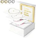 1502Pcs Clearance Two Hearts One Love Matching Couple Necklaces Set, Stainless Steel Heart Pendant Chain Jewelry Gift Box for Valentine Anniversary Wedding