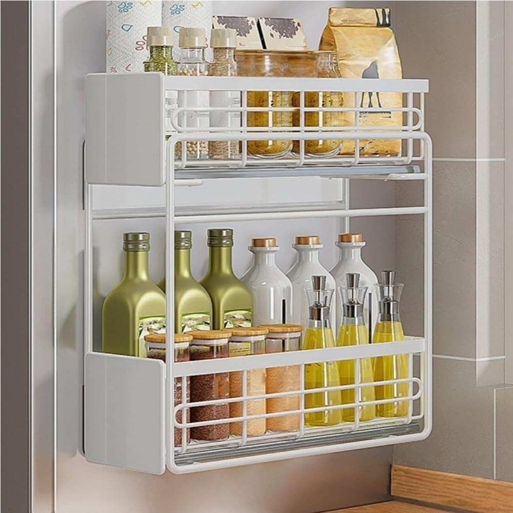 2-Tier Expandable Magnetic Refrigerator Spice Rack Organizer, 195pcs Clearance Wholesale