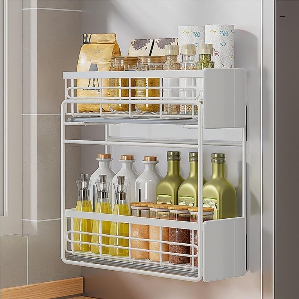 2-Tier Expandable Magnetic Refrigerator Spice Rack Organizer, 195pcs Clearance Wholesale