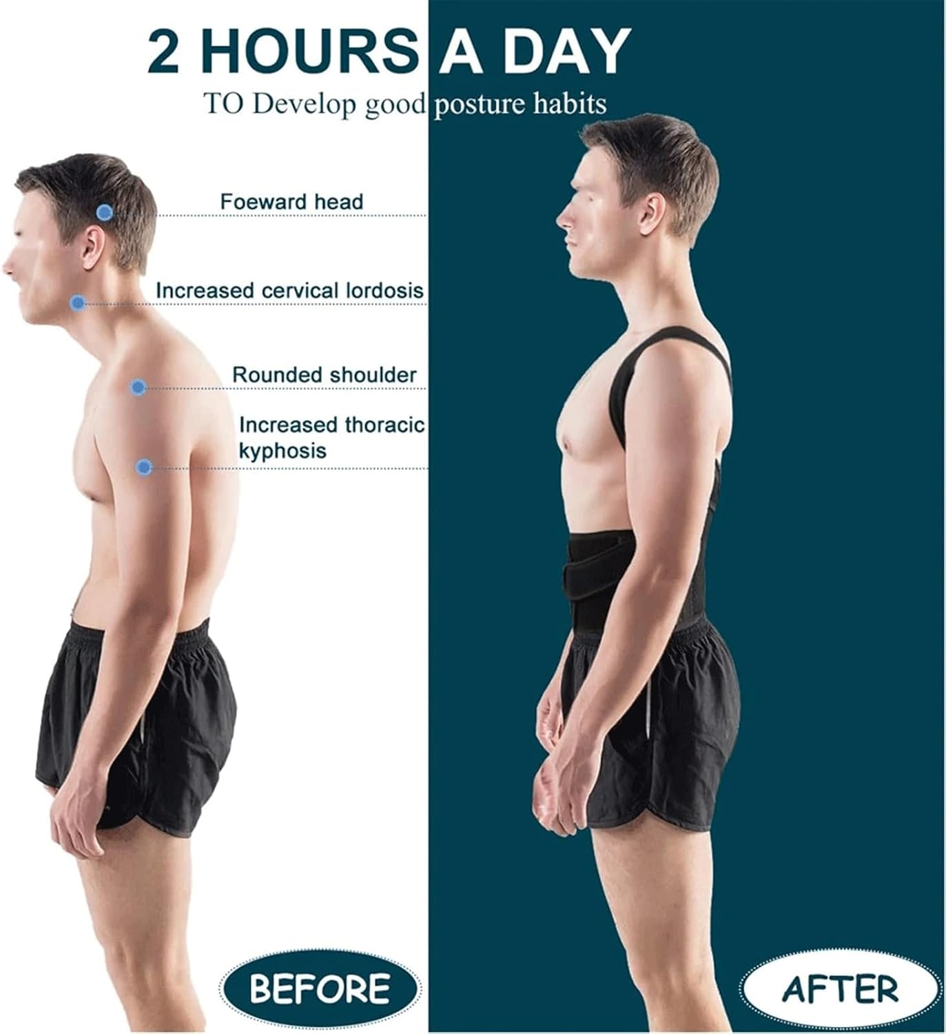 Breathable Posture Corrector, Back Shoulder Support Brace, Adjustable Spine Straightener for Sitting Hunch Correction Clearance Stock