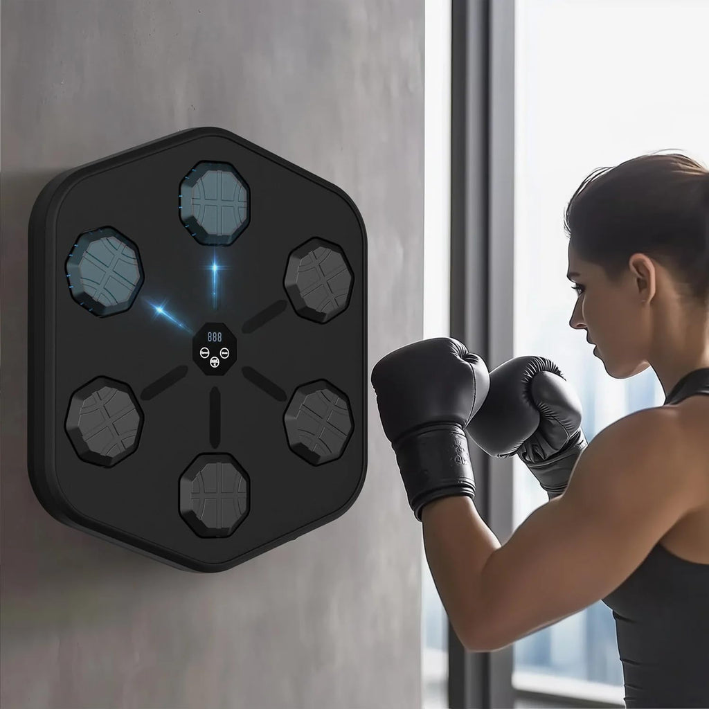 Smart Music Boxing Machine Wall Mounted Clearance, LED Light 6 Target Boxing Trainer with Bluetooth & Count Display, Home Workout Stress Relief Boxing Punch Pad for Adults Kids