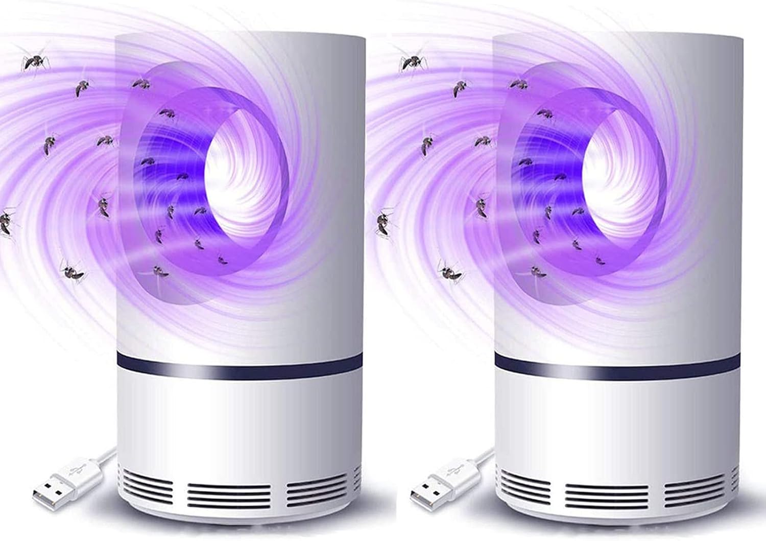 USB Photocatalytic Mosquito Killer Lamp, 3D Bionic 360° Trapping Insect Trap, Odorless Non-Toxic Mosquito Zapper for Bedroom Living Room Kitchen, White