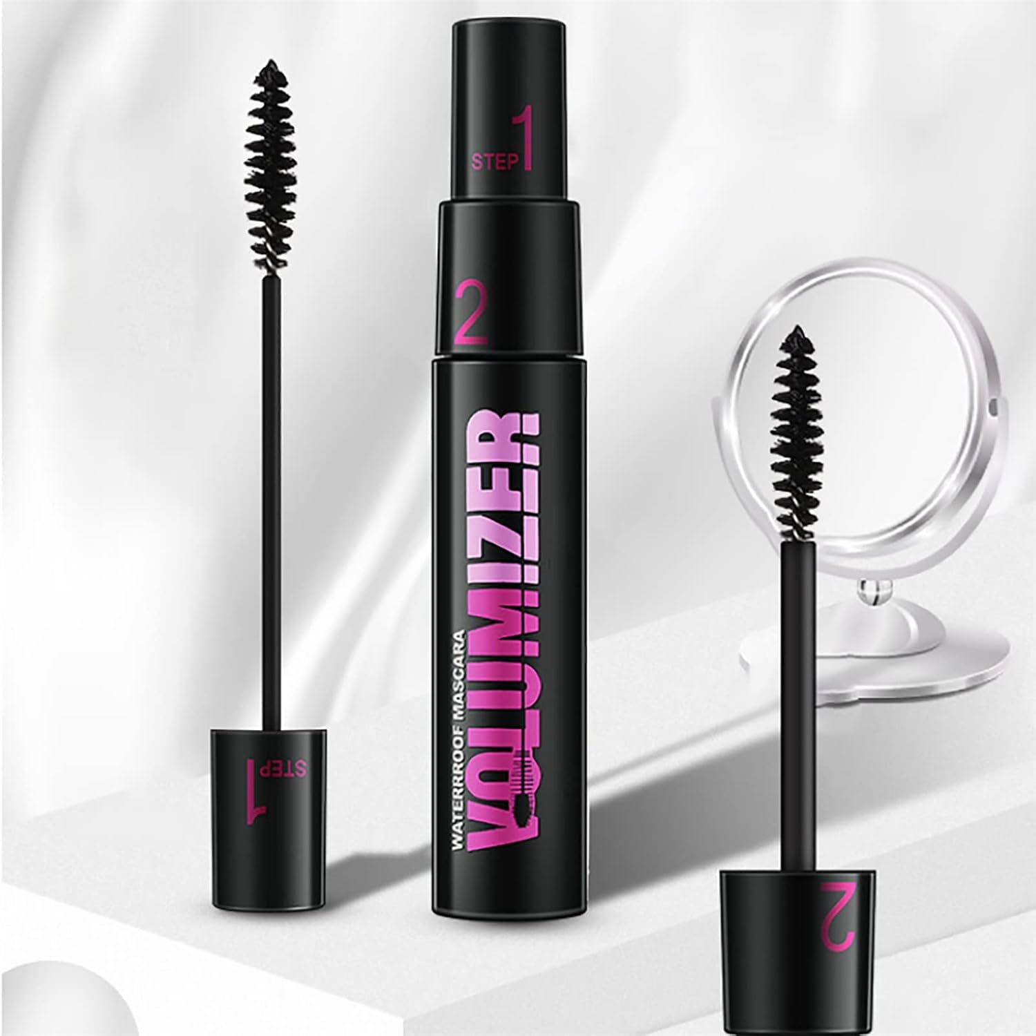 Clearance 1500 Stock Double-Ended Fiber Mascara 9ml, Lengthening & Volumizing, Long Lasting, No Clumping No Flaking