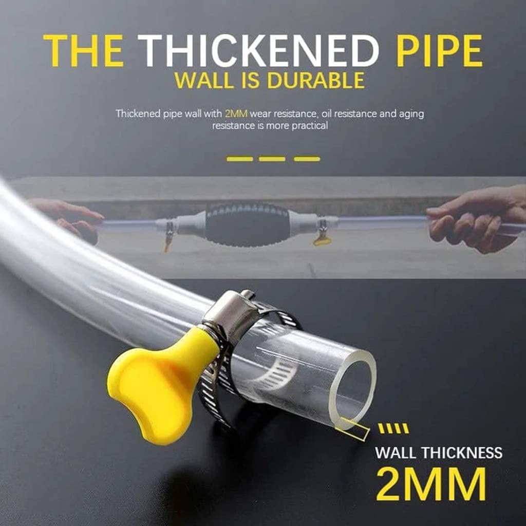 Manual Fuel Transfer Siphon Pump Clearance, Large Flow Hand Oil Extractor Hose with Check Valve, Portable Gas Diesel Water Liquid Suction Pump for Car Motorcycle