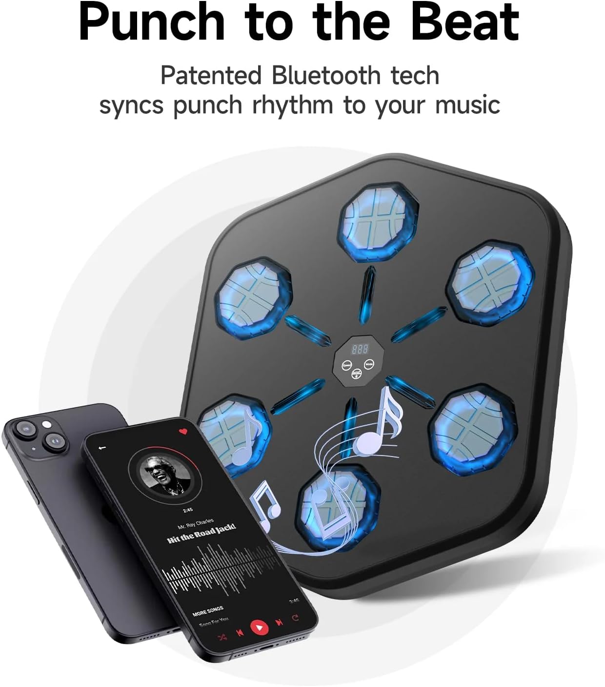 Smart Music Boxing Machine Wall Mounted Clearance, LED Light 6 Target Boxing Trainer with Bluetooth & Count Display, Home Workout Stress Relief Boxing Punch Pad for Adults Kids