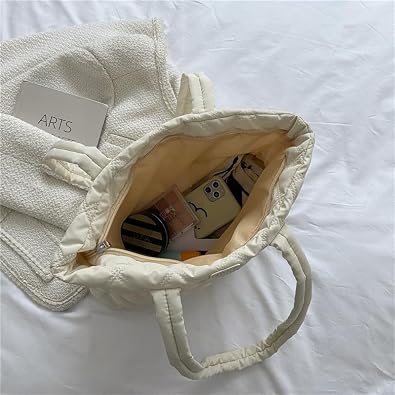 Diamond Quilted Puffer Tote Bag, Oversized Lightweight Nylon Shoulder Bag, Casual Commuter Handbag Clearance Overstock