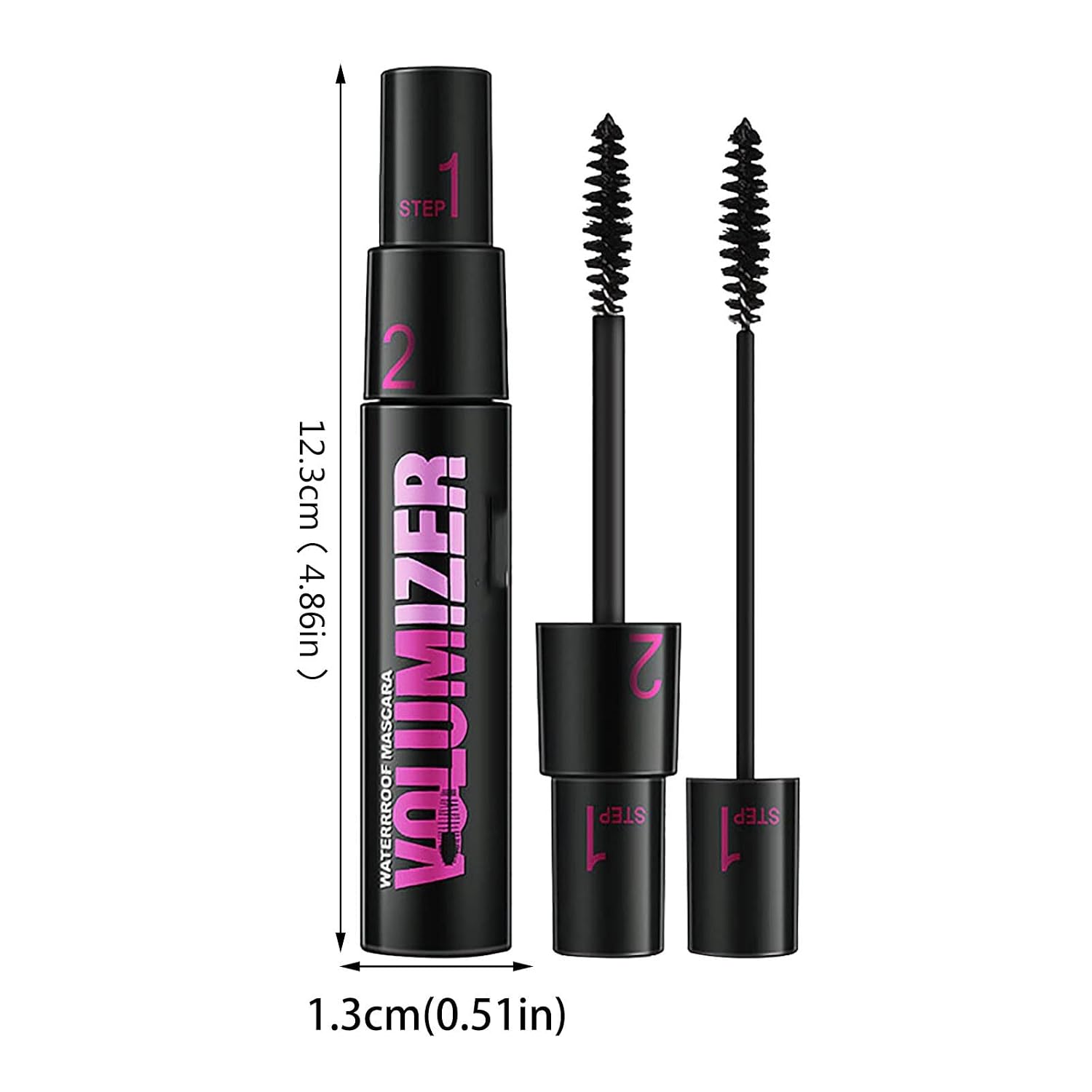 Clearance 1500 Stock Double-Ended Fiber Mascara 9ml, Lengthening & Volumizing, Long Lasting, No Clumping No Flaking