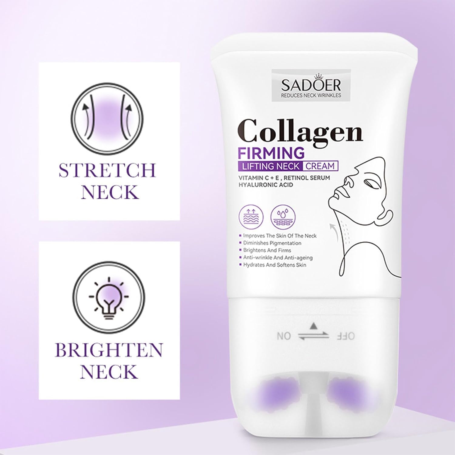 Roller Massage Neck Firming Cream, Collagen Anti-Aging Neck Lotion, Reduce Double Chin & Neck Wrinkles Clearance Stock