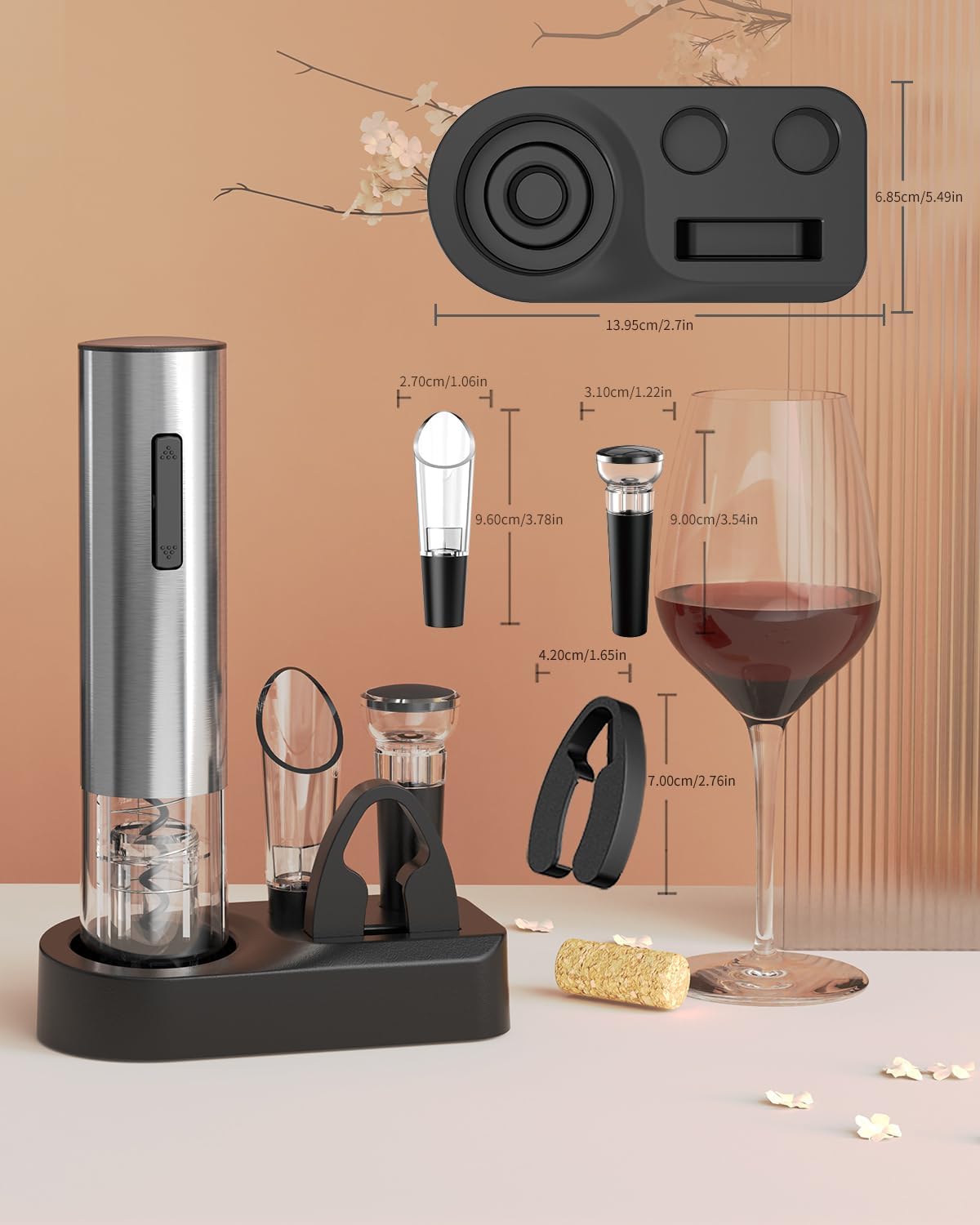 Complete Electric Wine Serving & Preservation Kit With Charging Base Clearance, 863 Wholesale Bar Accessory Set