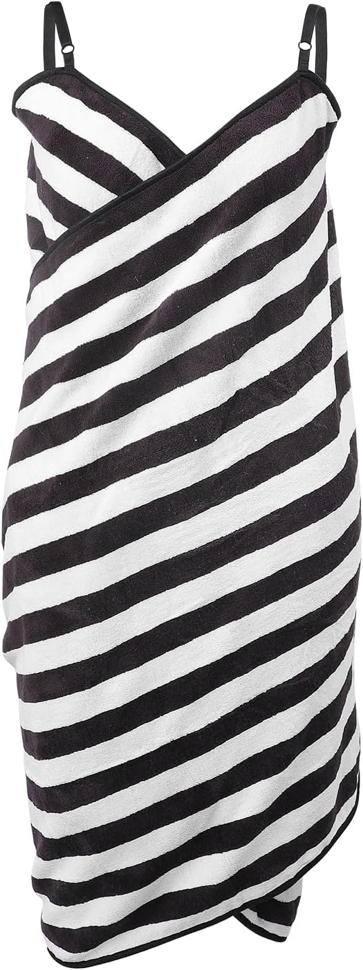 Large Surplus Stock 1170 Striped Spaghetti Strap Towel Wrap Dress, Quick Dry Absorbent Bath Wrap For Shower Spa Wholesale Clearance