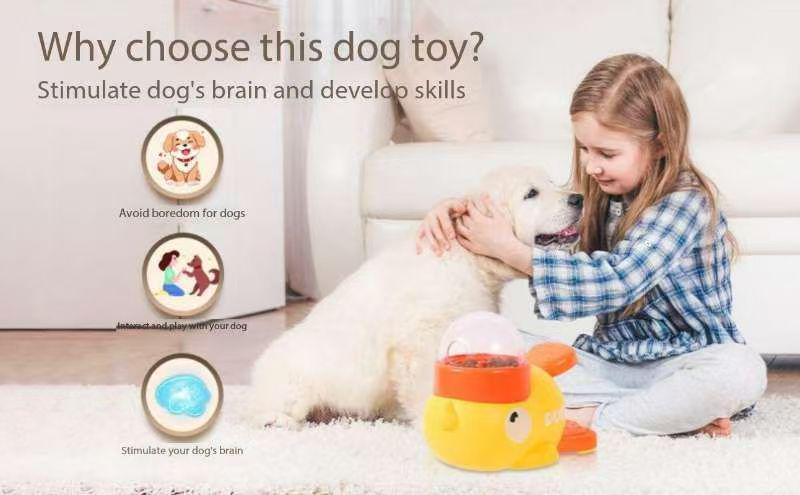 Dog Interactive Treat Dispenser Toy, Food Puzzle Slow Feeder (Yellow)