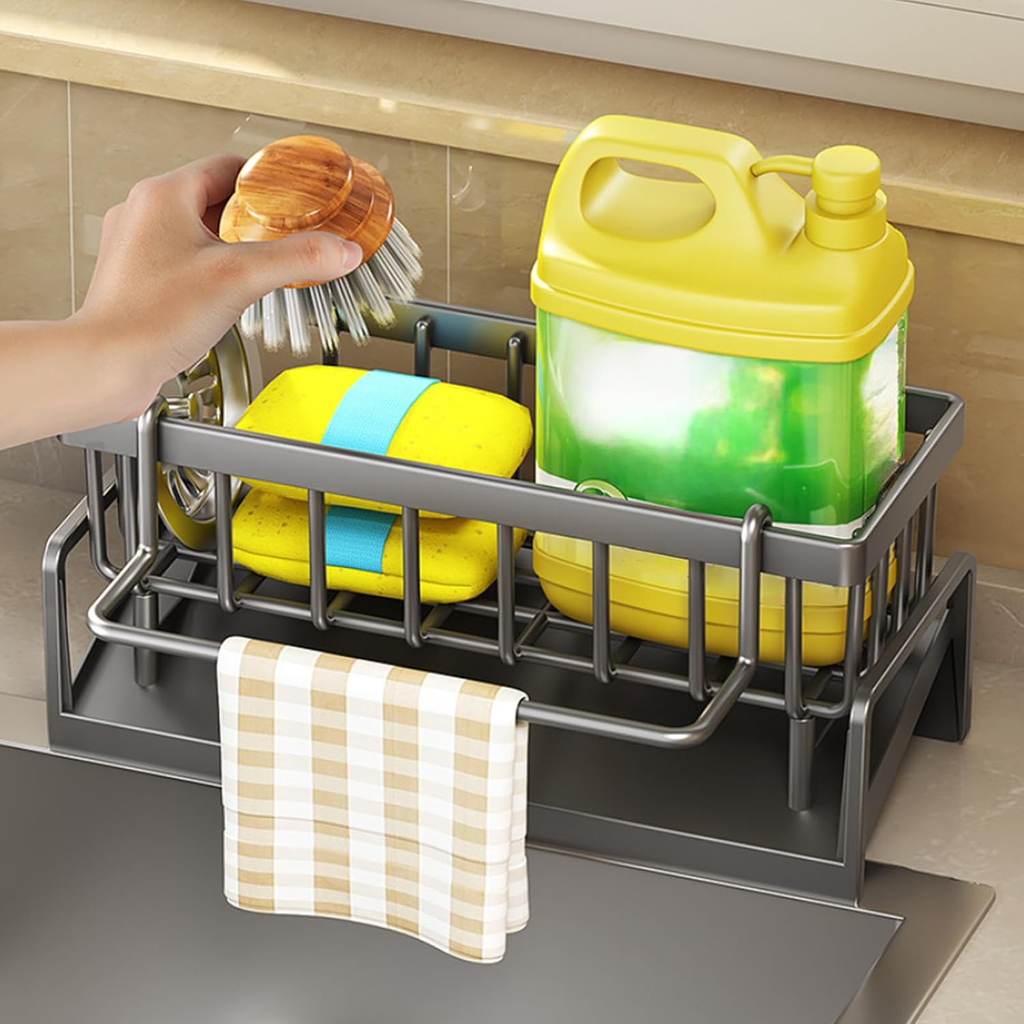 Generic Kitchen Sink Caddy Organizer Sponge Holders with Towel Holders for Kitchen Sink and Countertop