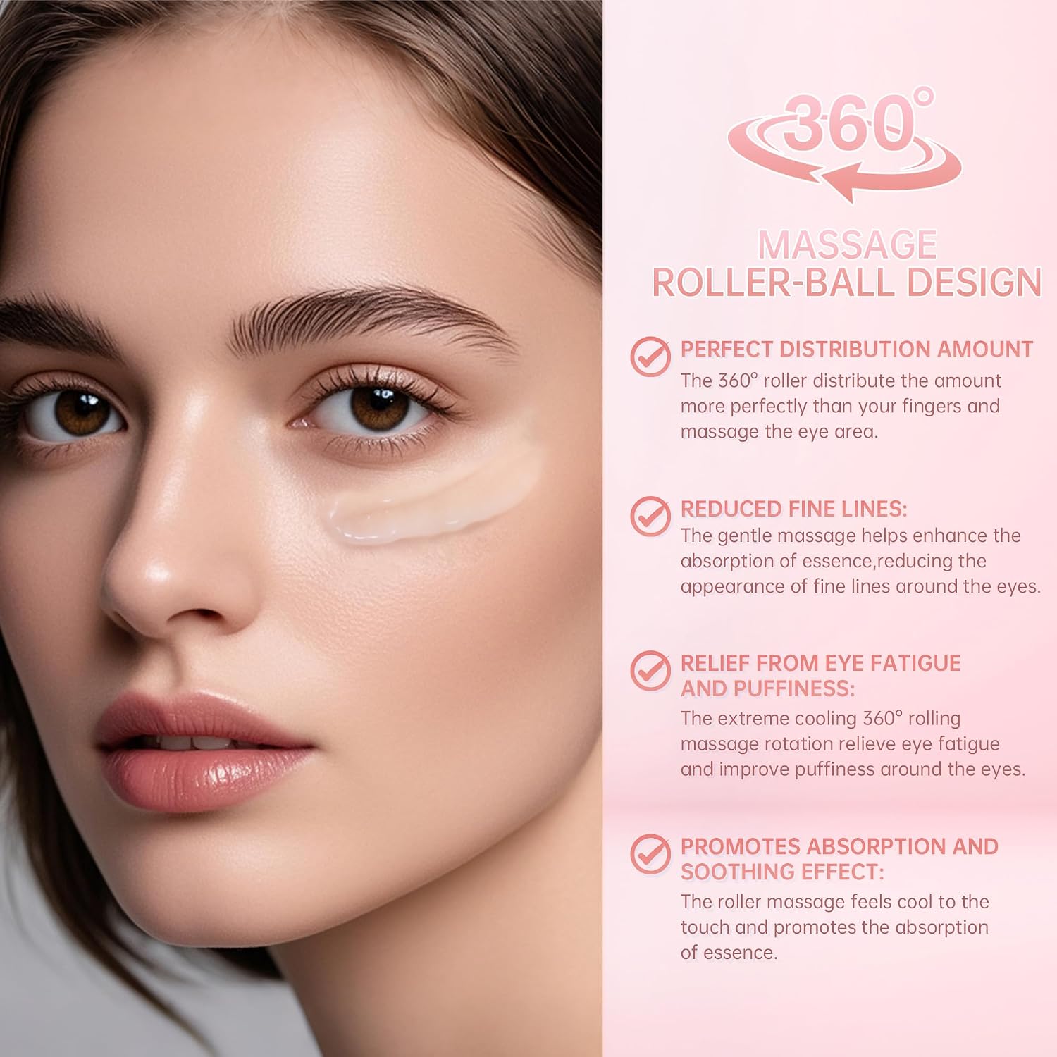 2500Pcs Clearance TARVY Caffeine Retinol Eye Serum with 360° Roller, Anti-Aging Eye Essence for Dark Circles Puffiness Wrinkles, Hydrating Firming Under Eye Cream 15ml