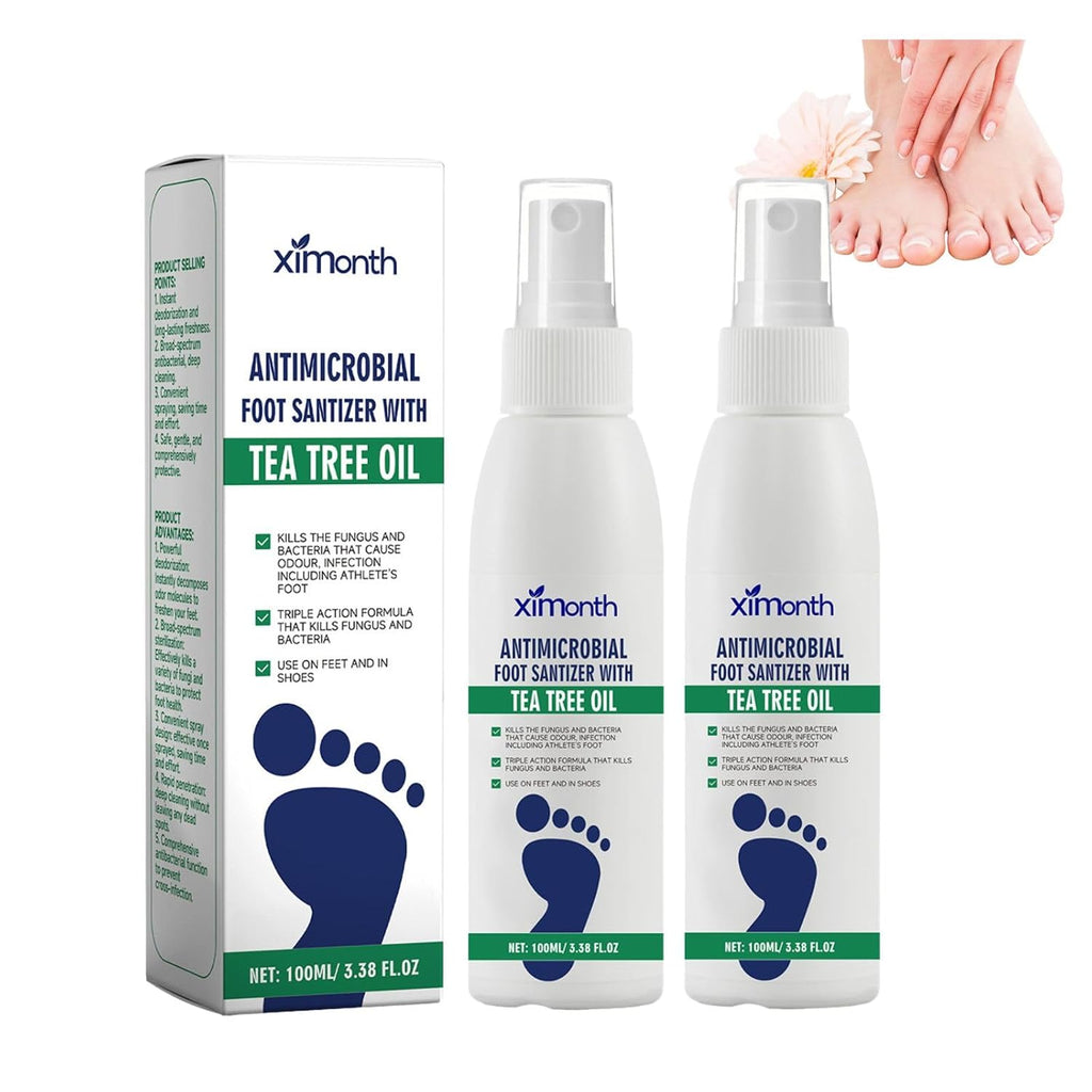 100ml Tea Tree Oil Antimicrobial Foot Sanitizer Spray Clearance, Natural Foot Odor Eliminator, Anti-Fungal Athlete’s Foot Treatment Mist for Feet & Shoes