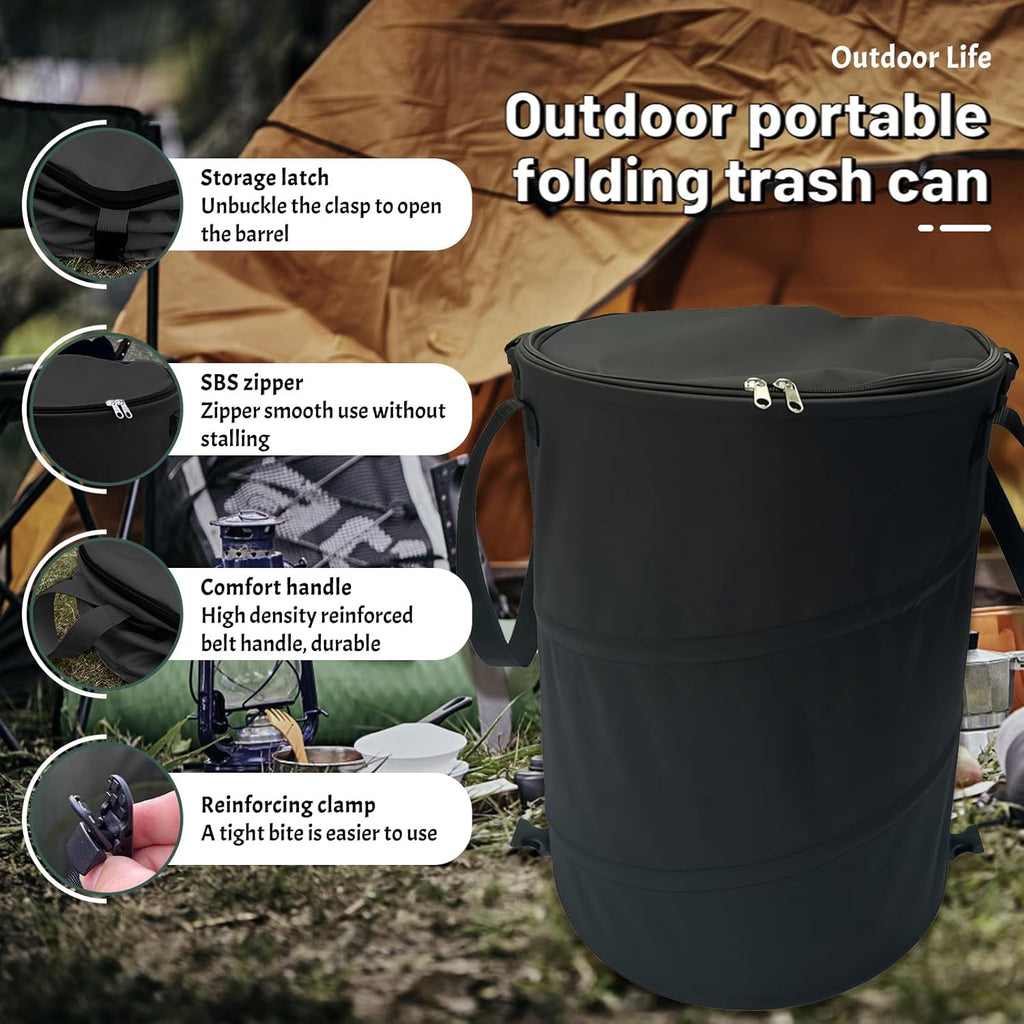 Surplus 396 Units Collapsible Zipper Lid Trash Bin Portable Pop-Up Outdoor Camping Waste Bucket Wholesale Liquidation