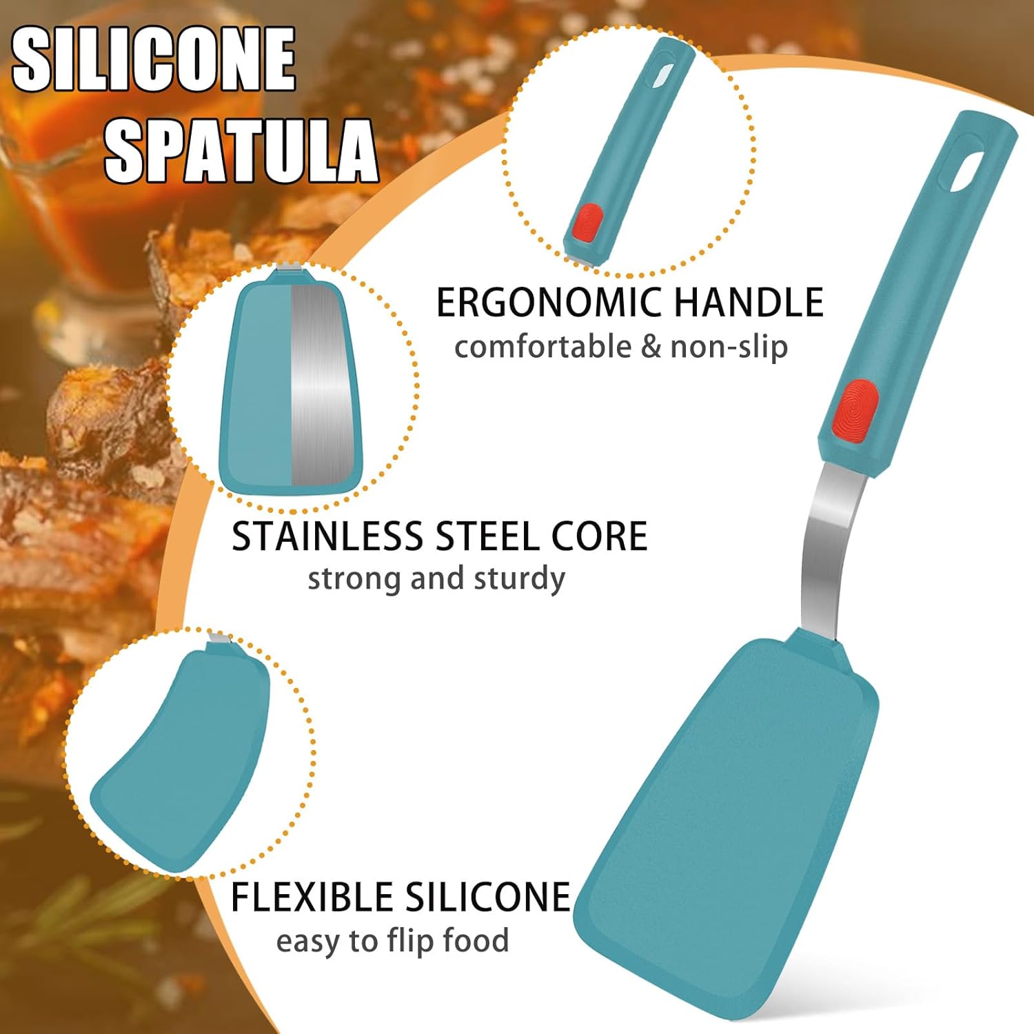 Heat Resistant Silicone Cooking Turner Set of 3 with Stainless Steel Handle, Clearance Bulk Stock 150 Sets Non Stick Kitchen Spatula Kit
