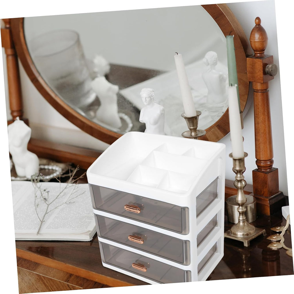 Multi-Grid Top Compartment Makeup Storage Box With Amber Slide Drawer Clearance Stock 871 Mixed Sizes Wholesale