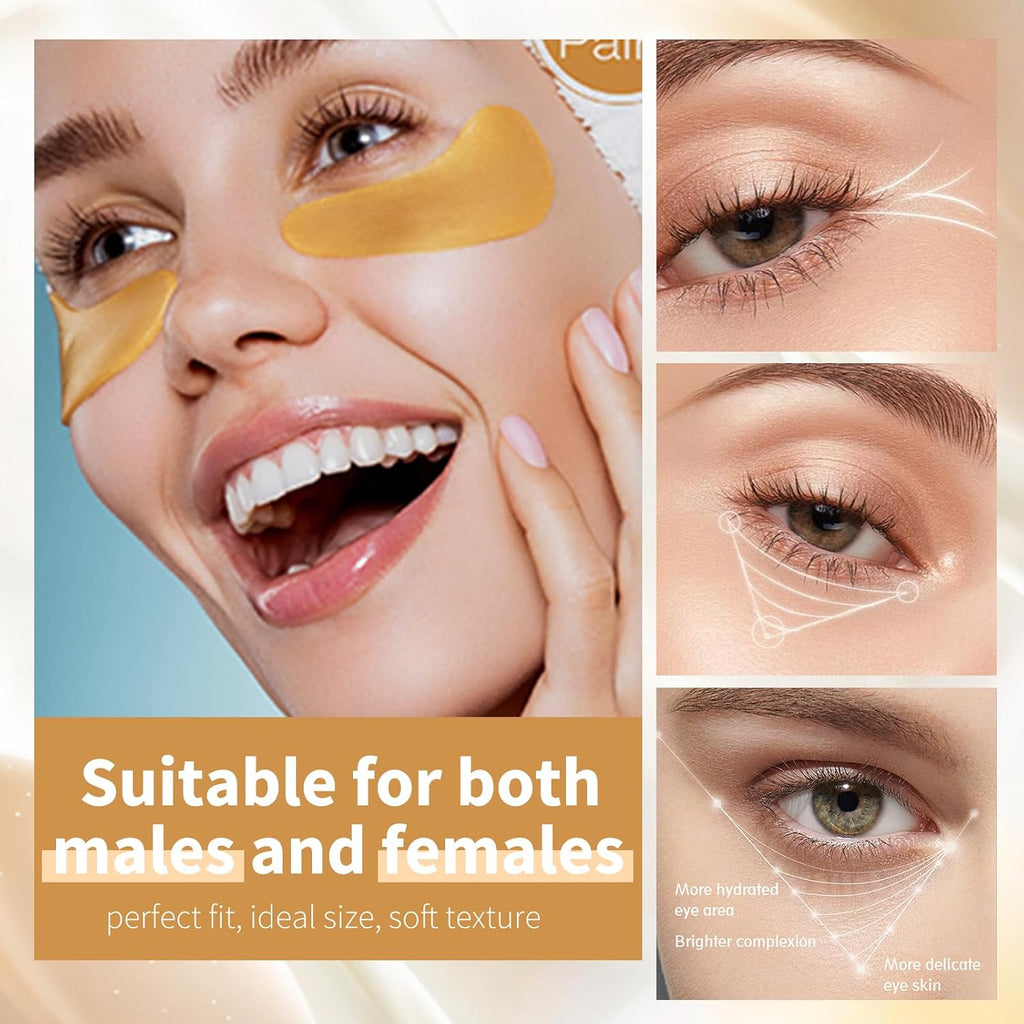 Clearance 24K Gold Gel Eye Patches, Firming Nourishing Under Eye Masks, Reduce Dark Circles Puffiness Fine Lines, 5 Pairs Per Box