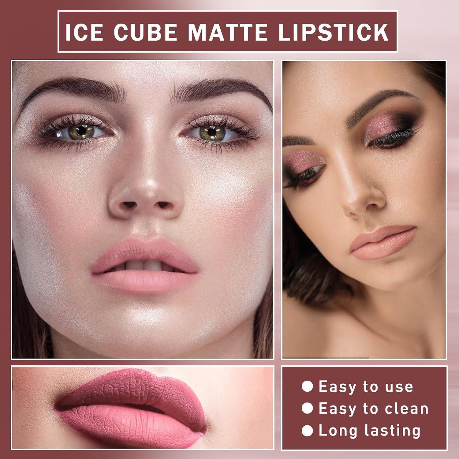 HANDAIYAN Ice Cube Matte Lipstick, Velvety Nude Long Lasting Lip Makeup, Mixed Assorted Colors Random Delivery Clearance Stock