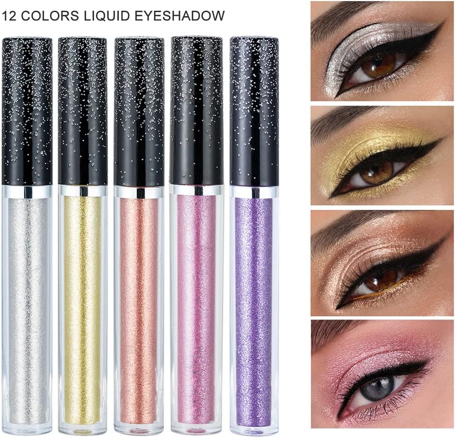 HANDAIYAN Glitter Liquid Eyeshadow Clearance, Shimmer Metallic Eye Shadow, Mixed Colors Random Shipment Long Lasting Sparkle Eye Makeup