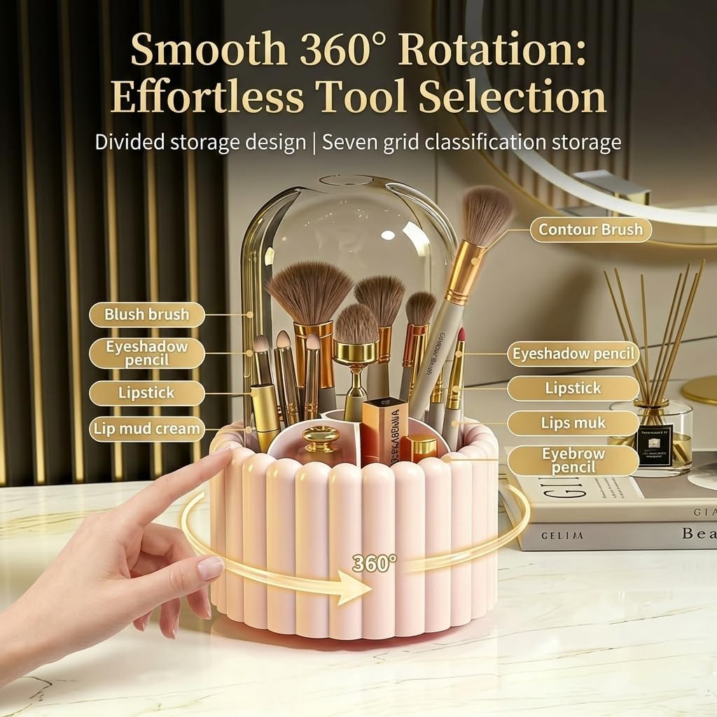 Clearance Rotatable Dustproof Makeup Brush Holder, 397Pcs Wholesale Multi Colors Mix Desktop Cosmetic Brush Storage Organizer